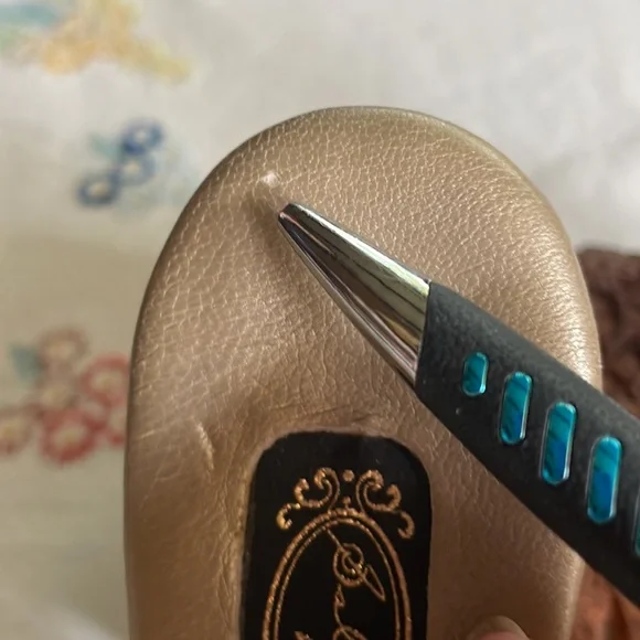 Salpy Handmade Leather w/ Cork Wedge Sandal. Beaded Detaing. Size 9 - Picture 14 of 15